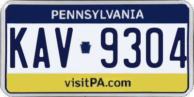 PA license plate KAV9304