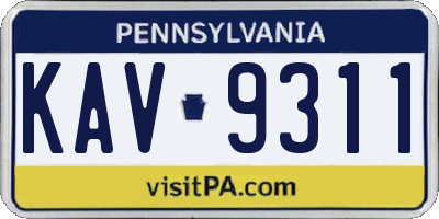 PA license plate KAV9311