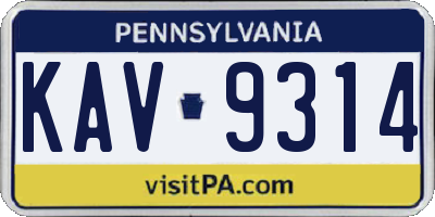 PA license plate KAV9314