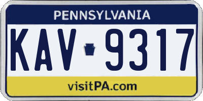 PA license plate KAV9317