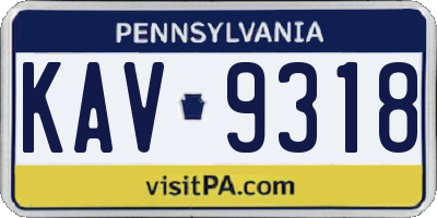 PA license plate KAV9318