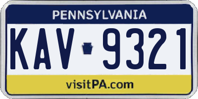 PA license plate KAV9321