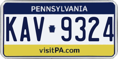 PA license plate KAV9324