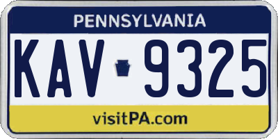 PA license plate KAV9325
