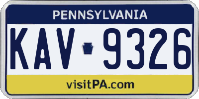 PA license plate KAV9326