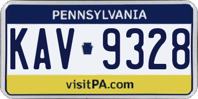 PA license plate KAV9328
