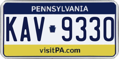 PA license plate KAV9330