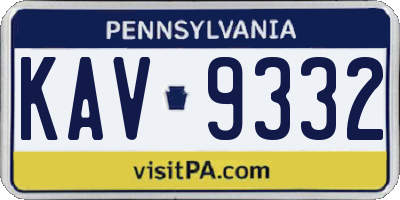 PA license plate KAV9332