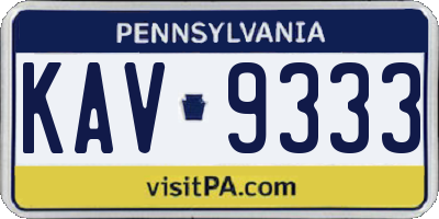 PA license plate KAV9333