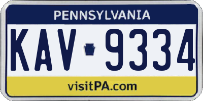 PA license plate KAV9334