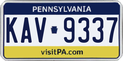 PA license plate KAV9337