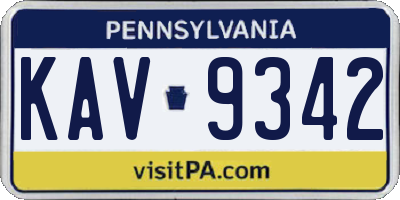 PA license plate KAV9342
