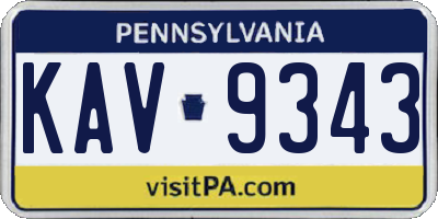 PA license plate KAV9343