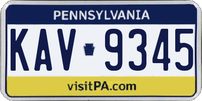 PA license plate KAV9345