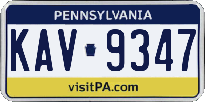 PA license plate KAV9347