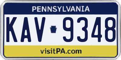 PA license plate KAV9348