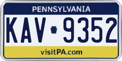 PA license plate KAV9352