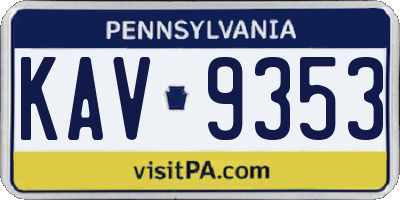 PA license plate KAV9353