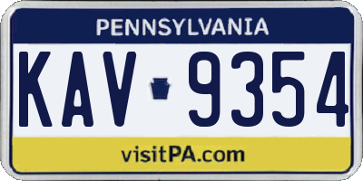 PA license plate KAV9354