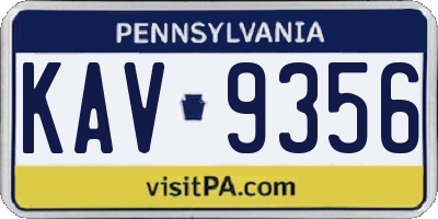 PA license plate KAV9356
