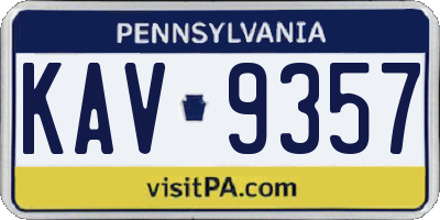 PA license plate KAV9357