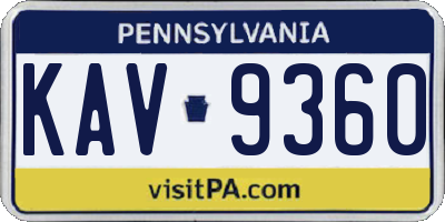 PA license plate KAV9360
