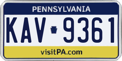 PA license plate KAV9361