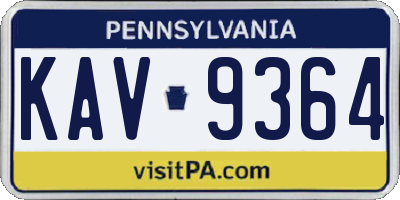 PA license plate KAV9364