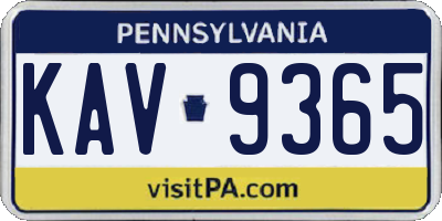 PA license plate KAV9365