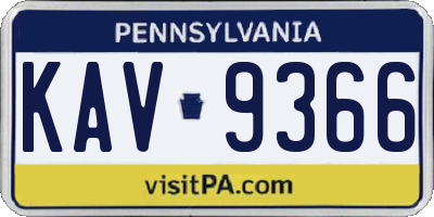 PA license plate KAV9366