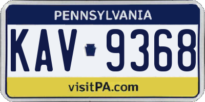 PA license plate KAV9368