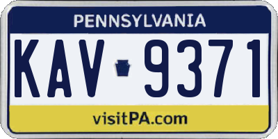 PA license plate KAV9371