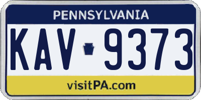 PA license plate KAV9373