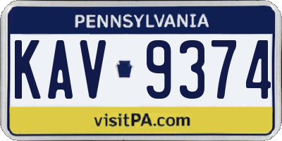 PA license plate KAV9374