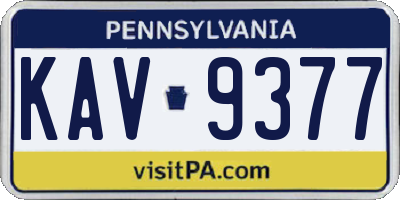 PA license plate KAV9377