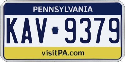 PA license plate KAV9379