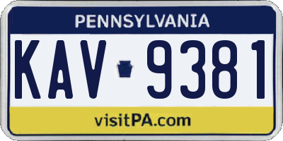 PA license plate KAV9381