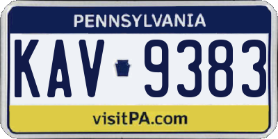 PA license plate KAV9383