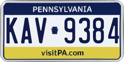 PA license plate KAV9384