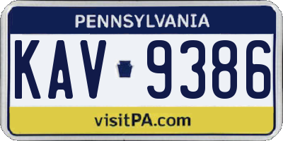 PA license plate KAV9386
