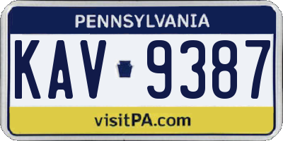 PA license plate KAV9387
