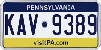 PA license plate KAV9389