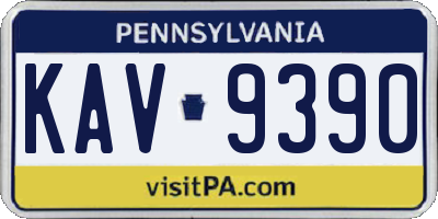 PA license plate KAV9390