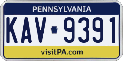 PA license plate KAV9391