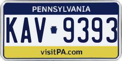 PA license plate KAV9393