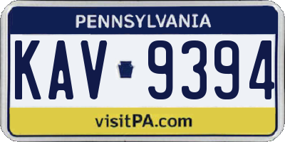 PA license plate KAV9394