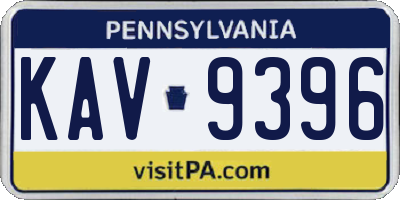 PA license plate KAV9396