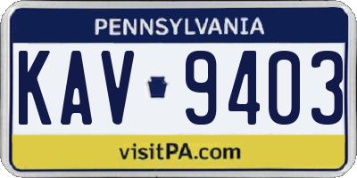 PA license plate KAV9403