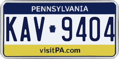 PA license plate KAV9404