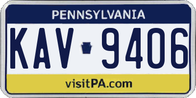 PA license plate KAV9406